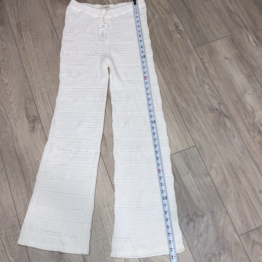 L*Space Ivory Knit Pants Marbella Crocheted Cover-Up Pants, 100% Cotton SizeM - Picture 8 of 16
